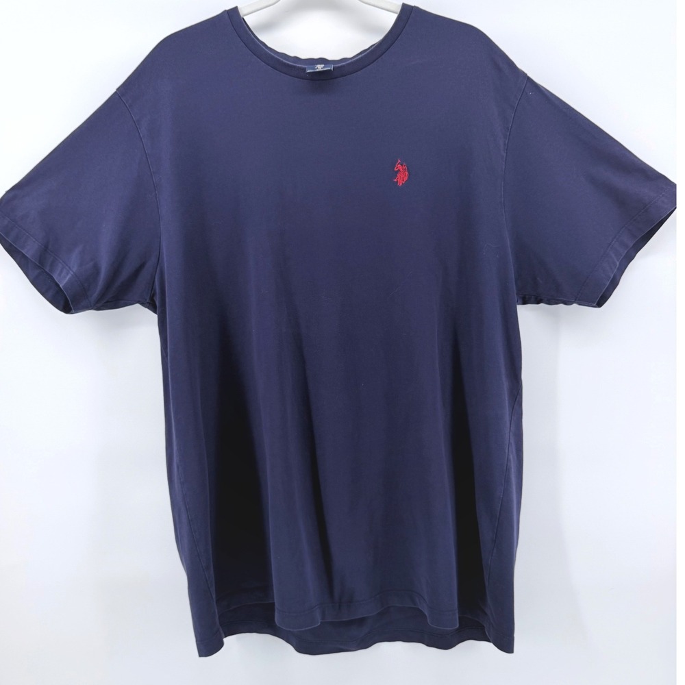 U.S. Polo Assn Mens XL Navy Blue T Shirt Red Embroidered Logo 100% Cotton Tee